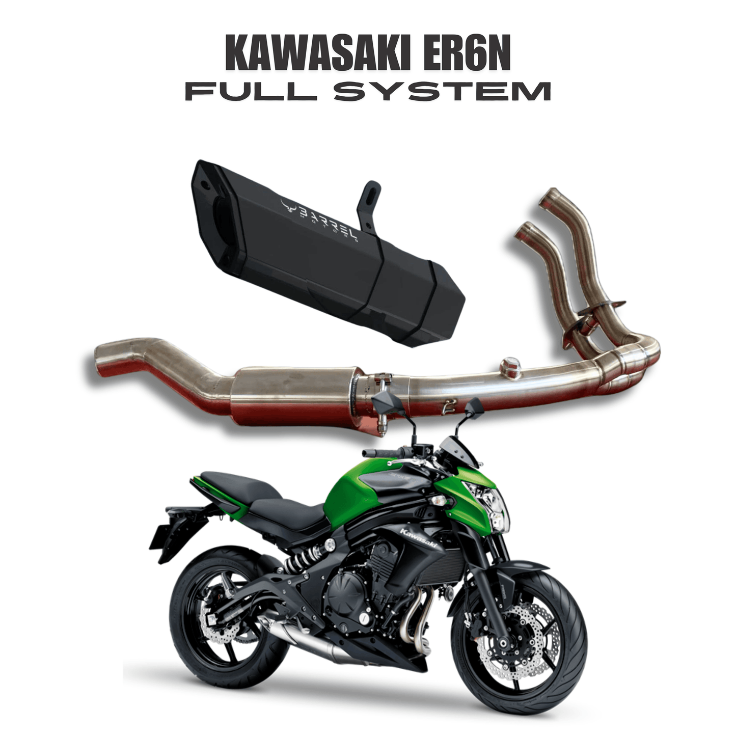 Barrel Rogue 2.0 for Kawasaki ER6n with Full System - Barrel Exhaust