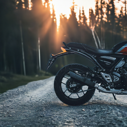 Barrel Rogue 2.0 for Triumph 400 with link pipe