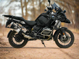 Black BMW R1250 GS motorcycle with Barrel Exhaust Slipon